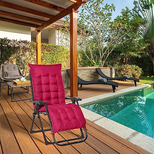 Outsunny Reclining Zero Gravity Chair with Adjustable Backrest, Folding Garden Sun Lounger with Removable Cushion and Headrest, Wine Red