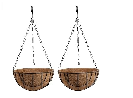 Pankaj Nursery Coir Hanging Round Basket - Flower POTS Hanger Garden Decoration Indoor Outdoor Pack of 2