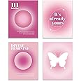 KEUSPI Angel Number 111 Intuition Divine Feminine Pink Aura Energy Gradient Minimalist Wall Art Poster Prints for Bedroom Dor