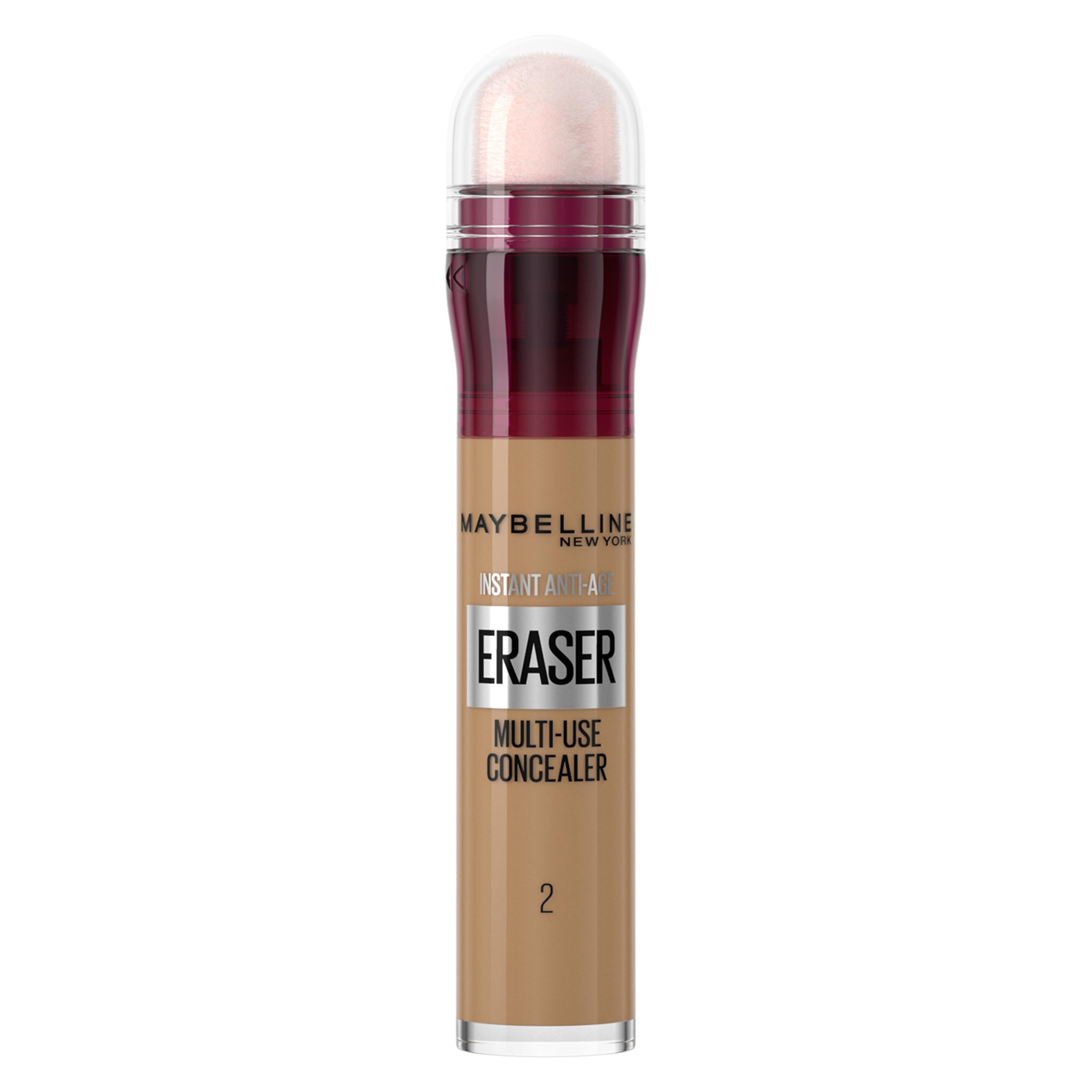 Maybelline Instant Anti-Age Eraser Eye Concealer for Face, Dark Circles, Blemish & Fine Lines Concealer, Full Coverage, Dermatologist Tested, Suitable for Sensitive Skin, Shade: 02 Nude