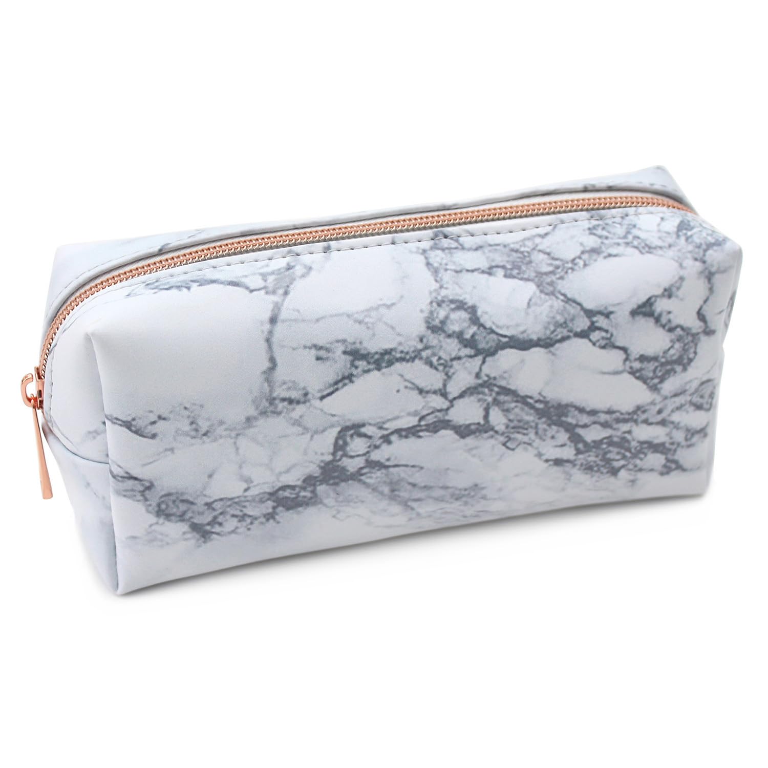 Fashion Stationery Pencil Case for Girls Teenagers or Women Pencil Cases for Secondary School Supplies or College Stationary Storage (White Marble)