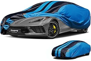Kaugung Car Cover Waterproof Custom Fit Chevrolet Corvette C4/C5/C7/C8 (1980-2024), Full Exterior Cover for Automobiles Lightweight Resistant Outdoor Sun UV Rain Dust Snow Wind Protection.