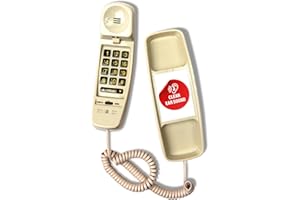 Med-Pat T-4 Full-Featured Trimline Telephone w/Ring/in-Use Light Indicator - Corded Wall Phone w/Full Range Volume Control, Hearing Aid Compatible, Ideal for Hotel, Business & Landline Use- Cream