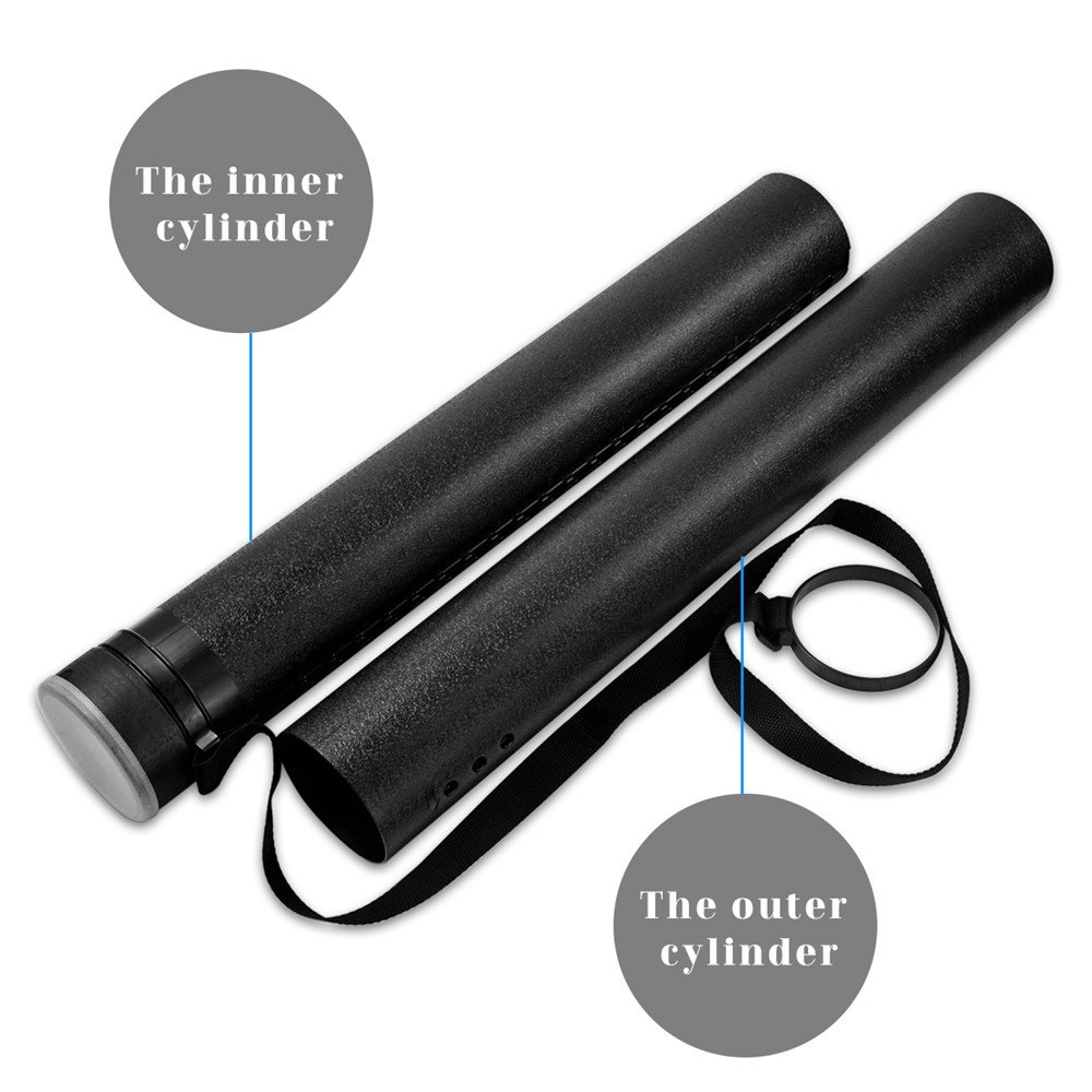 DEWEL Document Tube,Plastic Expanding Poster/Art/Document Storage Tube 24.5 to 40 inches Adjustable with Carrying Strap Waterproof and Light-Resistance Telescoping Carrying Case (Black-Large Size)