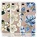 iPhone 8 Plus Case, iPhone 7 Plus Case, [3-Pack] CarterLily Watercolor Flowers Floral Pattern Soft Clear Flexible TPU Back Case for iPhone 7 Plus iPhone 8 5.5'' - Blue Flowers