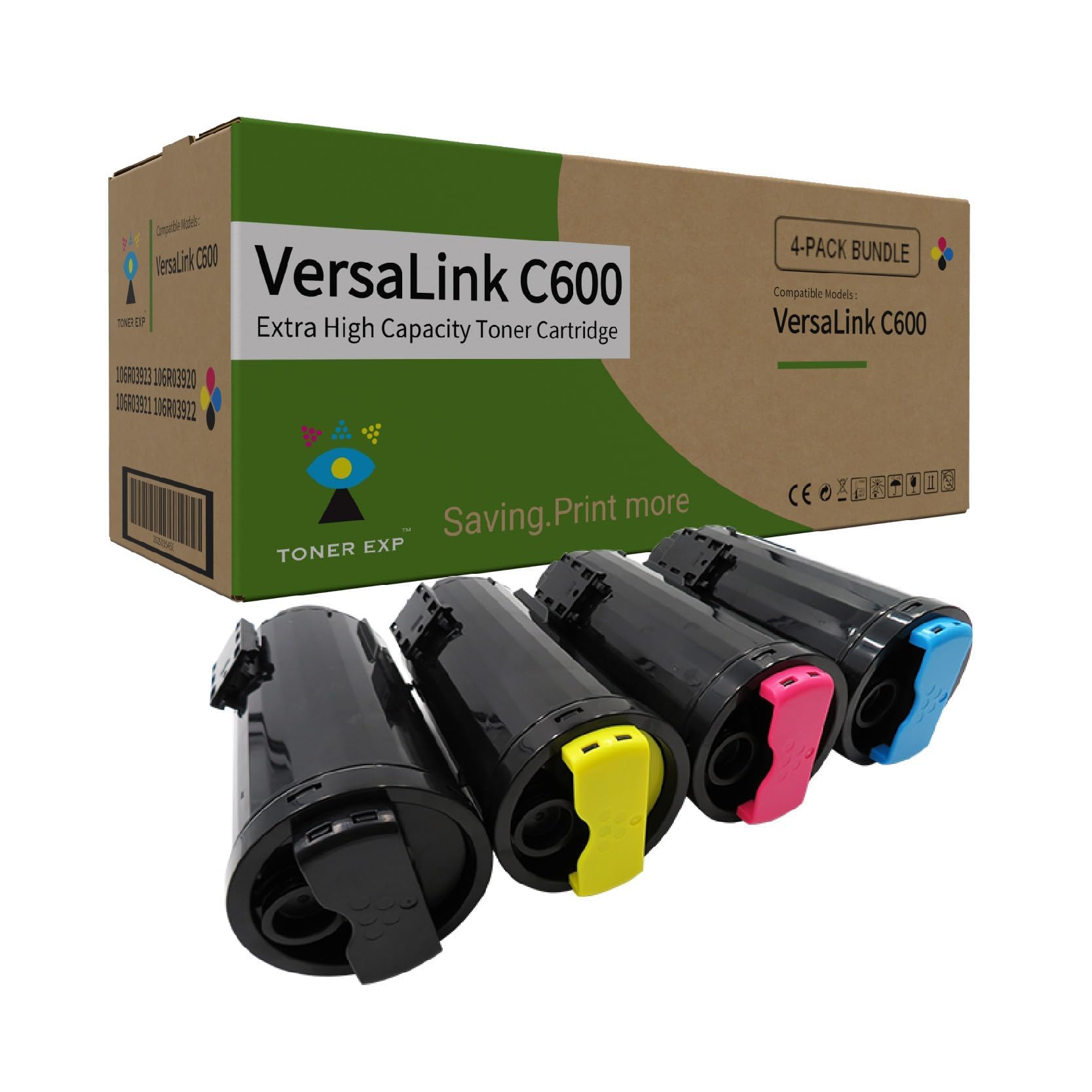 Toner Exp Toner Cartridge for Xerox VersaLink C600,C600N,C600NW, Compatible with 106R03920, 106R03921, 106R03922, 106R03923 CMYK Multipack. Prints up to 16,900 pages.