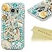 S7 Case, Samsung Galaxy S7 Case - Mavis's Diary 3D Handmade Blue Ocean Series Full Diamonds Bling Crystal Golden Anchor Starfish Cute Shells Design [Full Edge Protection] Clear Hard PC Cover