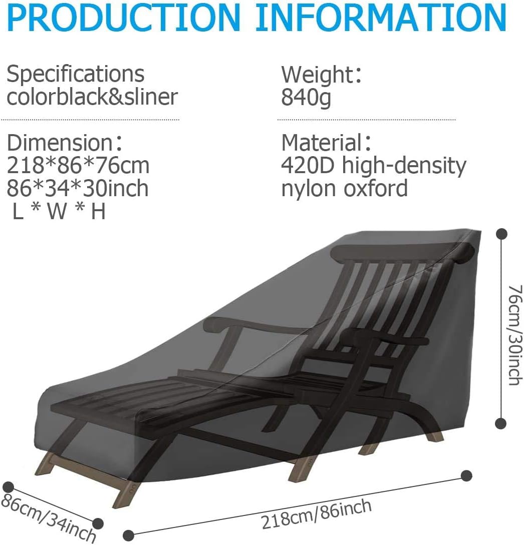 Patio Lounge Chair Cover, NASUM Waterproof Outdoor Lounge Chair Covers, 420D Upgraded Patio Furniture Cover, Durable Fading Resistant,Tear-Resistant, UV Resistant, 2 Pack(86Lx34Wx30H Inches): Home & Kitchen