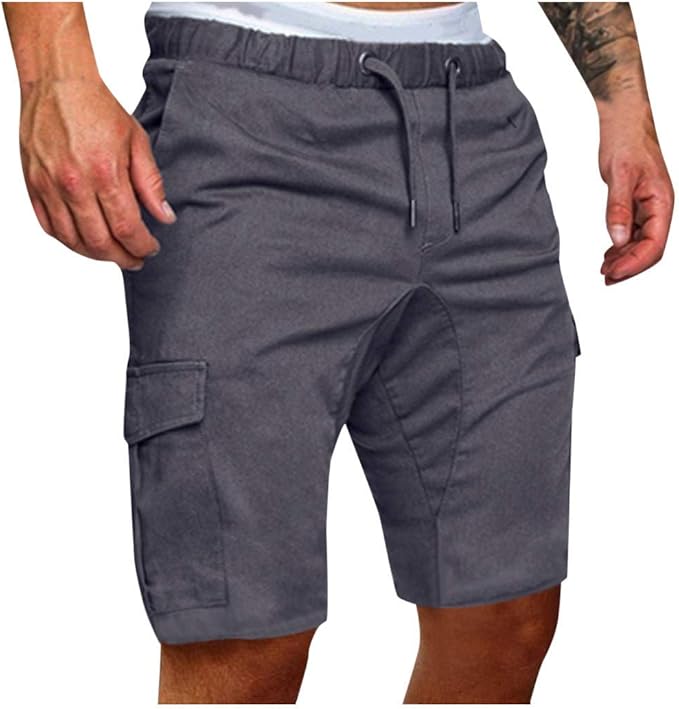 Mens Jogger Shorts Elasticated Waist Knee Length with Baggy Pockets