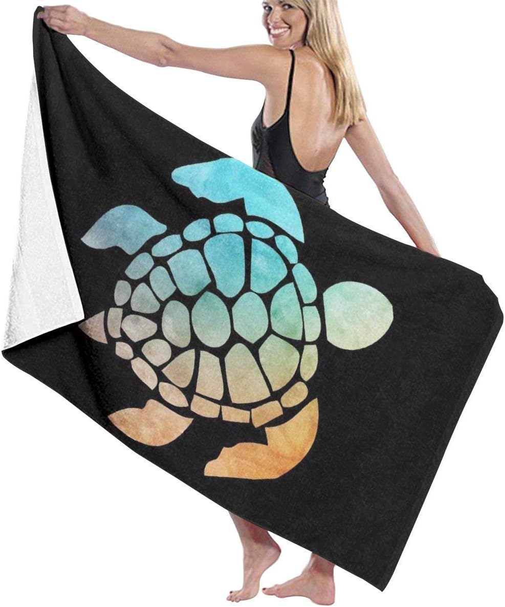 tangdouou Bath Towels, Watercolor Turtle Black Wash Cloths 100% Polyester Beach Towel High Absorbency Sauna Towel Fast Drying Bath Sheets for Home Hotel Spa 32x52 Inch