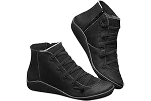 Lausiuoe Boots For Women Ankle Booties Sexy Low Heels Fashion Short Boots Side Zipper Western Casual Dressy Flat Boots