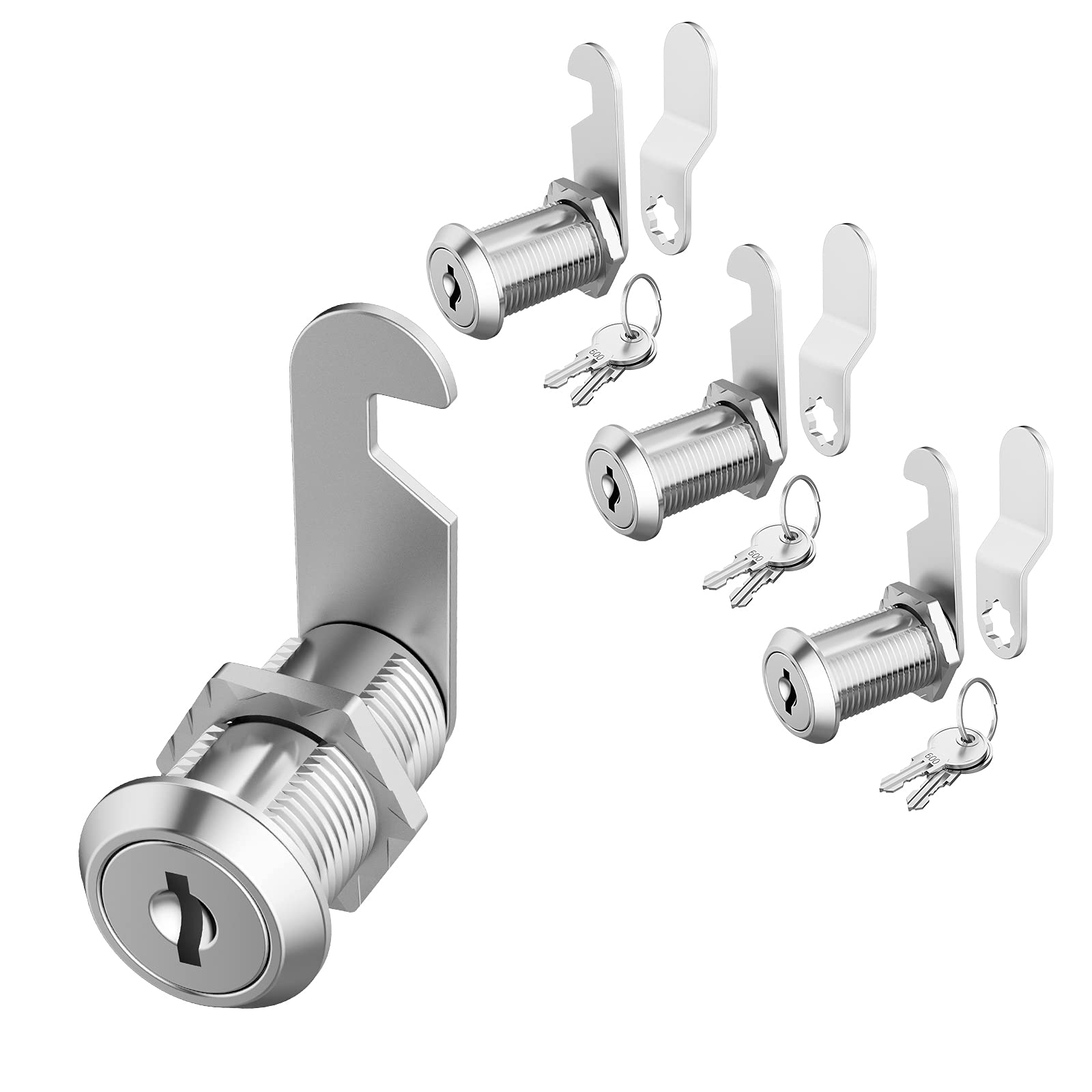 Photo 1 of BOZXYE 3 Pack Cabinet Locks with Keys, 1-1/8" Drawers Lock Keyed Alike, RV Cam Locks for Storage Door Secure Files Cabinet Drawer Mailbox Toolbox, Zinc Alloy