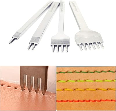 SteelFever Leather Craft Lacing Stitching Punch Hole Set 4mm Prong Pitch