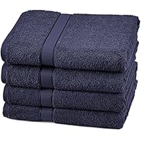 Amazon Brand – Pinzon 4 Piece Egyptian Cotton Bath Towels Set - Navy Amazon Brand – Pinzon 4 Piece Egyptian Cotton Bath Towels Set - Navy