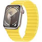 HITZEE Compatible with Apple Watch Band 49/46/45/44/42/41/40/38mm, Soft Silicone Magnetic Bands Strap Compatible for iWatch Ultra 3/2/1 SE3/2/1 Series 11 10 9 8 7-1 (38/40/41/42, Sunshine)