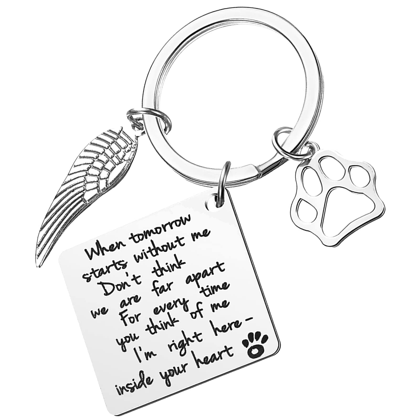 AXEN Pet Memorial Gift Loss of Pet Memorial Keyring Sympathy Gift Keychains with Dog Cat Paw Prints