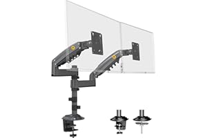 NB North Bayou Dual Monitor Desk Mount Stand Full Motion Swivel Computer Monitor Arm Fits 2 Screens up to 27'' with Load Capacity 4.4~19.8lbs for Each Monitor H180-G