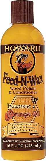 Howard Feed N Wax FW0016 Wood Polish and Conditioner 473ml Orange Oil Beeswax