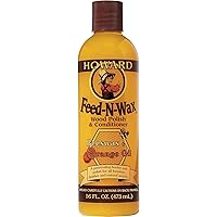 Howard FW0016 Feed-N-Wax Wood Polish and Conditioner, 16-Ounce, orange
