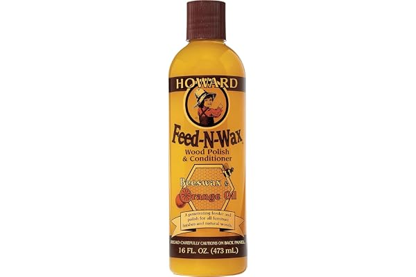 Howard FW0016 Feed-N-Wax Wood Polish and Conditioner, 16-Ounce, orange