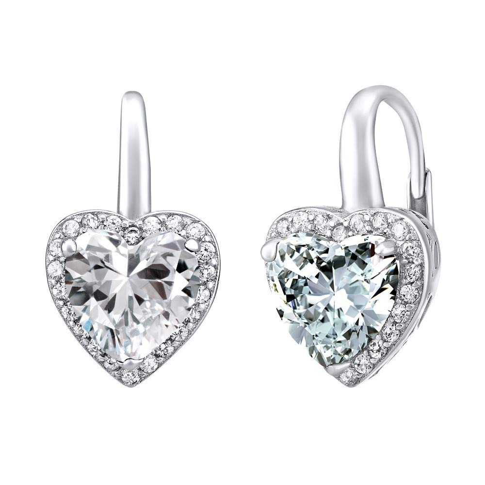 SILVEGO - LPS0629EW - Women 925 Sterling Silver Earrings Heart with Clear Cubic Zirconia