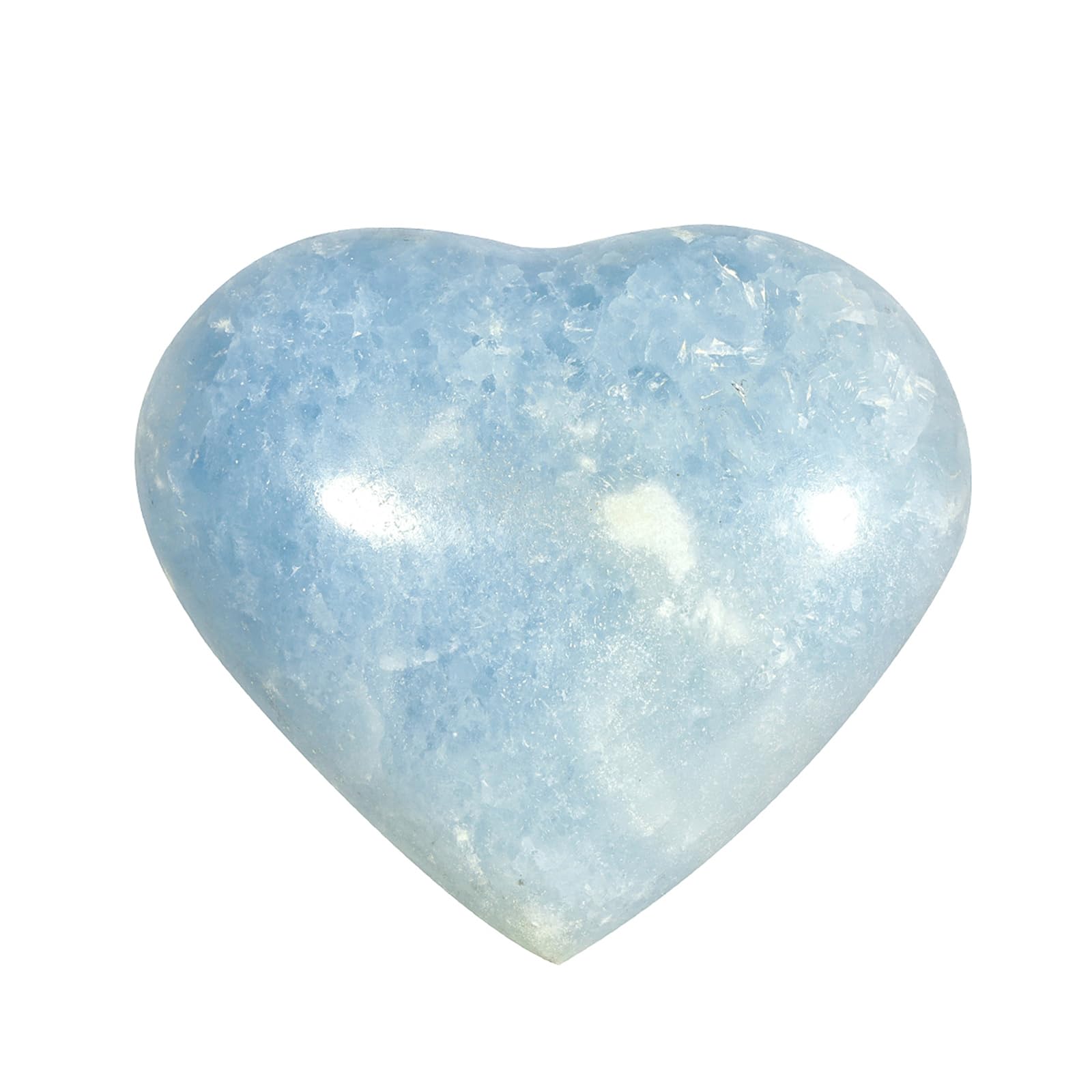 Nupuyai Natural Blue Celestite Crystal Heart Stone, Polished Worry Palm Stone Anxiety Relief, Reiki Healing Crystal Meditation Positive Energy Feng Shui Decor Home Office, 100-250g