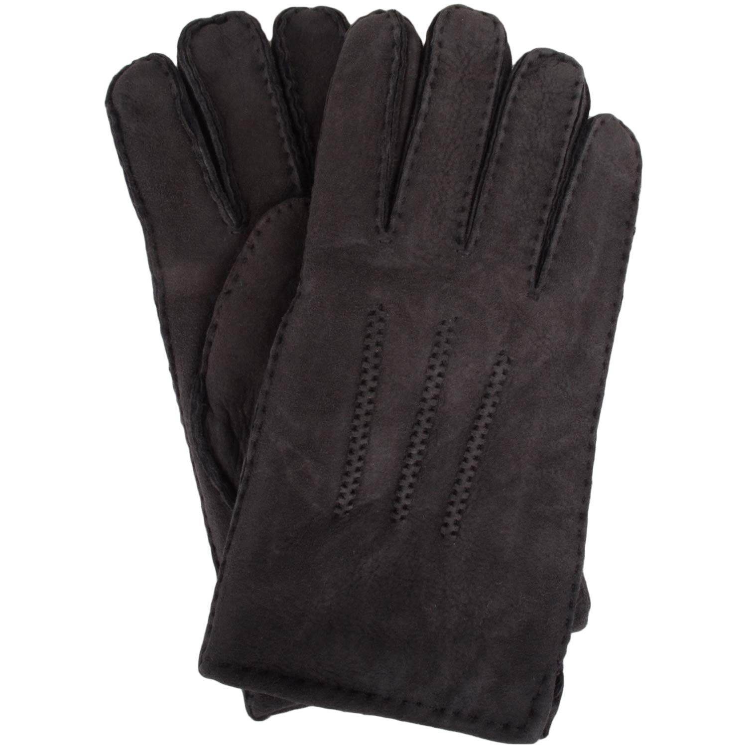 SNUGRUGS Men's Chester, Sheepskin Gloves, Grey, Large 9.5"