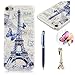 Compatible for iPod Touch 6 Case, Touch 5 Case, MOLLYCOOCLE White Skin Shell Blue Eiffel Tower Ultra Hard PC Back Slim Fit Cover Case for iPod Touch 5 6