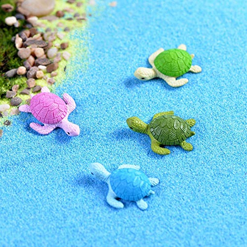 ZAMTAC 2pcs Small Cute Turtles Aquarium Micro Fairy Garden Miniatures Decoration Dollhouse Ornament Figurines Toys DIY Accessories - (Color: 2pcs Random)