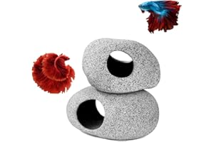 Aquazoo Premium Aquarium Decorations Betta Caves, Fish Tank Decorations, Betta Fish Tank Accessories for Betta Cichlid Hiding, Professional Aquarium Rocks Hiding for Territorial Fish (2 Pieces Set)