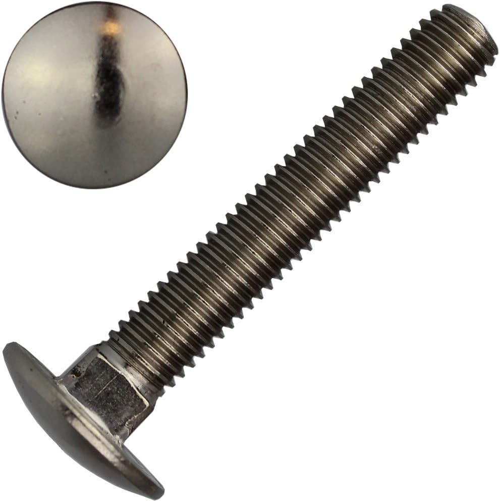 Pack of 50 carriage bolts, M5 x 50/50 DIN 603, stainless steel A2.