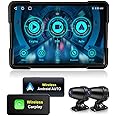 Kunfine Motorcycle Carplay&Android Auto, Motorbike GPS Navigation System, GPS for Motorcycles Waterproof, 5 Inch, Motorcycle DVR, Dual Bluetooth