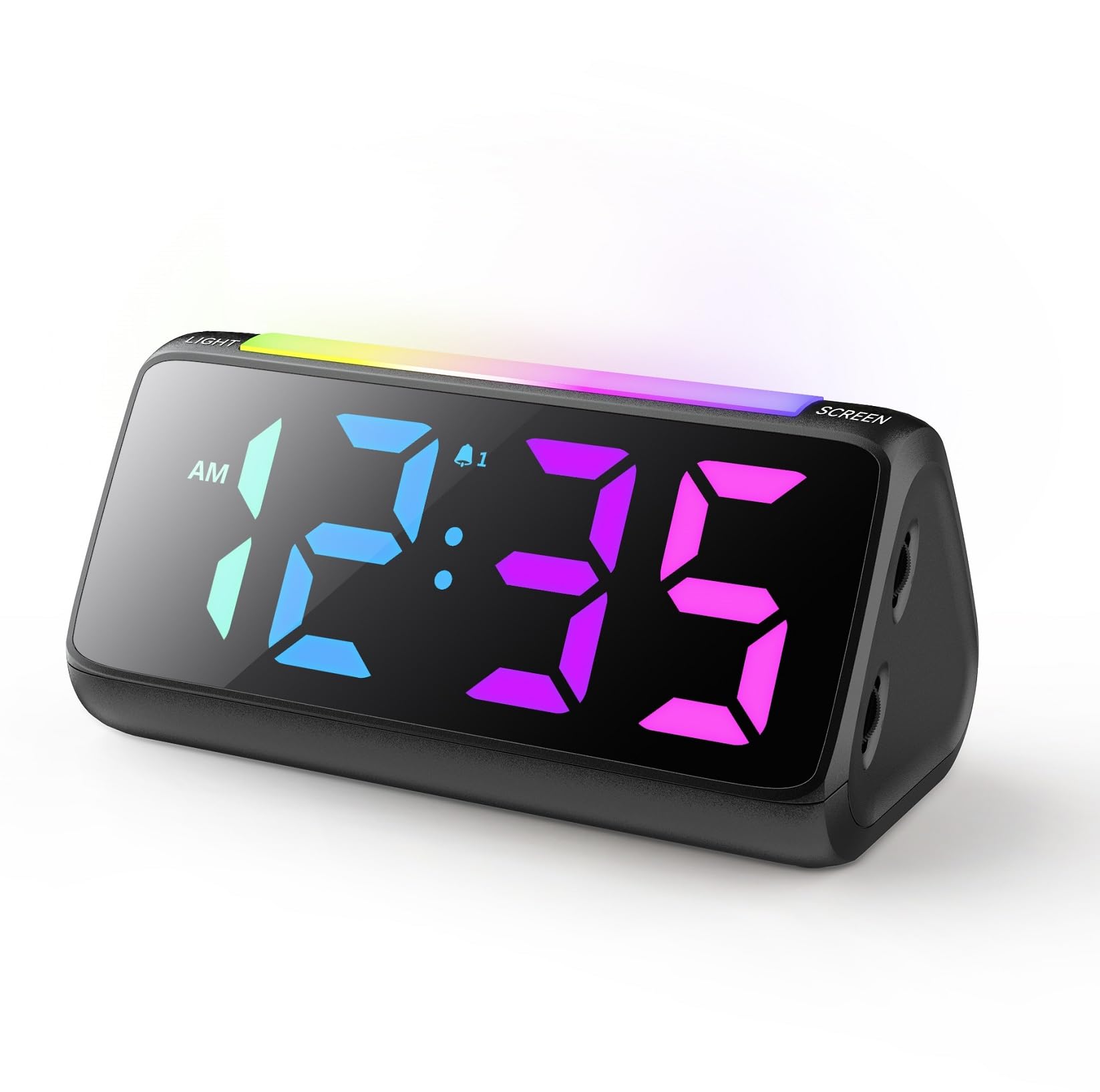 Photo 1 of Netzu Digital Alarm Clocks for Bedrooms, Super Loud Alarm Clocks for Heavy Sleepers with RGB Night Light, Rainbow Time, Dual Alarm, Snooze, Plug-in (Black)