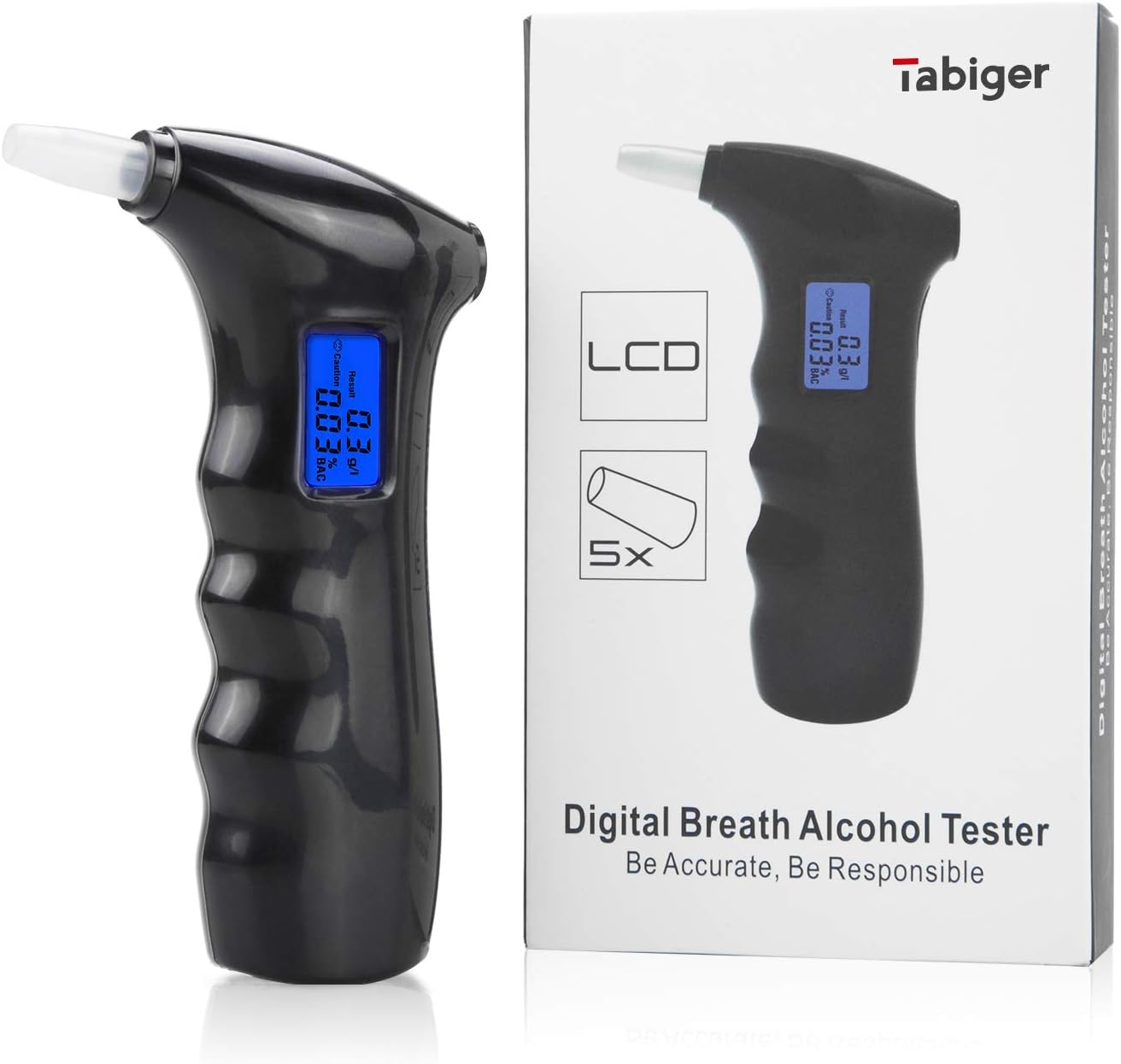 TABIGER Breathalyzer, Portable Breath Alcohol Tester Digital LCD