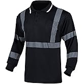 FONIRRA Hi Vis Shirt for Men Work Reflective Polo Shirts Class 3 High Visibility Construction Bamboo Viscose T Shirt