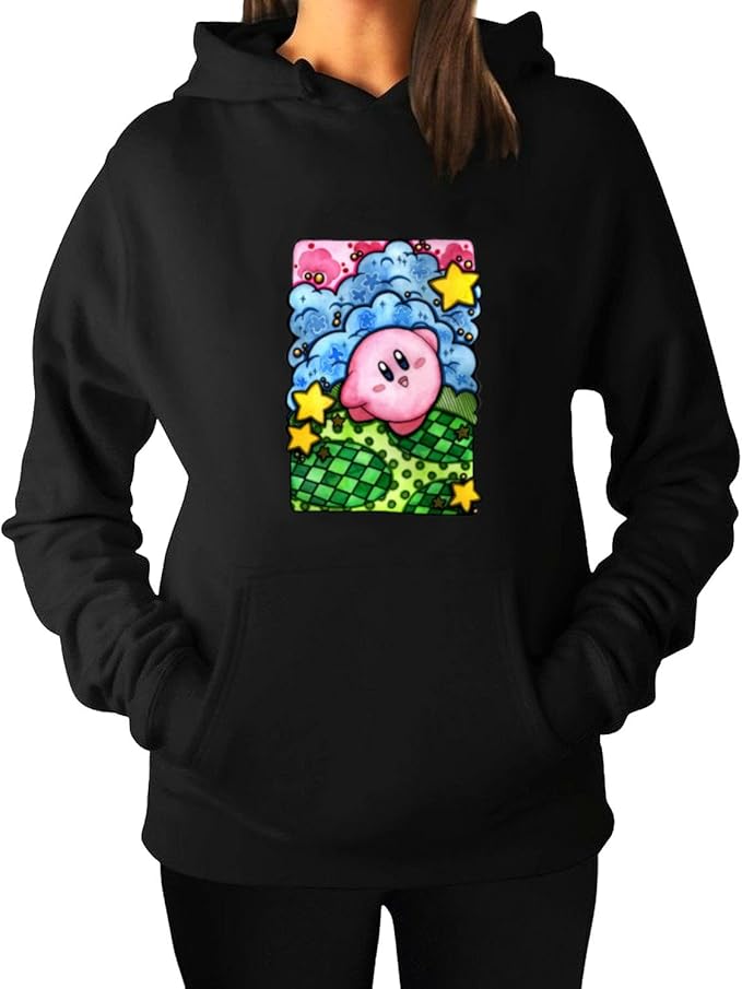 Amazon.com: Pigzhu Kirby Dream World Work Sweatshirts Hoodies For Womens Black XXL: Clothing