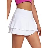 baleaf Women's Pleated Tennis Skirts Athletic Golf Skorts for Women with Pockets Shorts High Waisted Workout Layered Ruffle