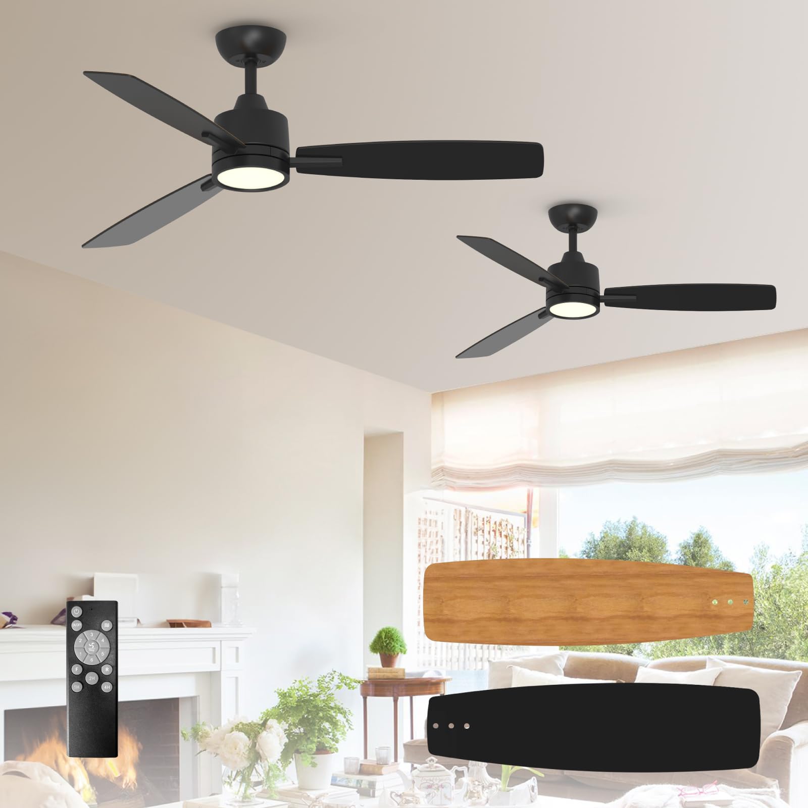 TALOYA 52 Inch Ceiling Fans with Lights Led Remote