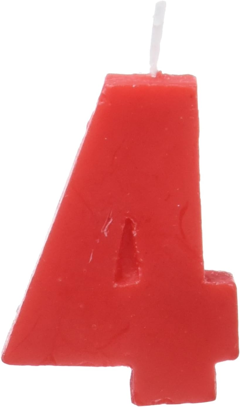 PARTY - Birthday Candle Number 4, 5 x 3.5 cm, Red (438007)