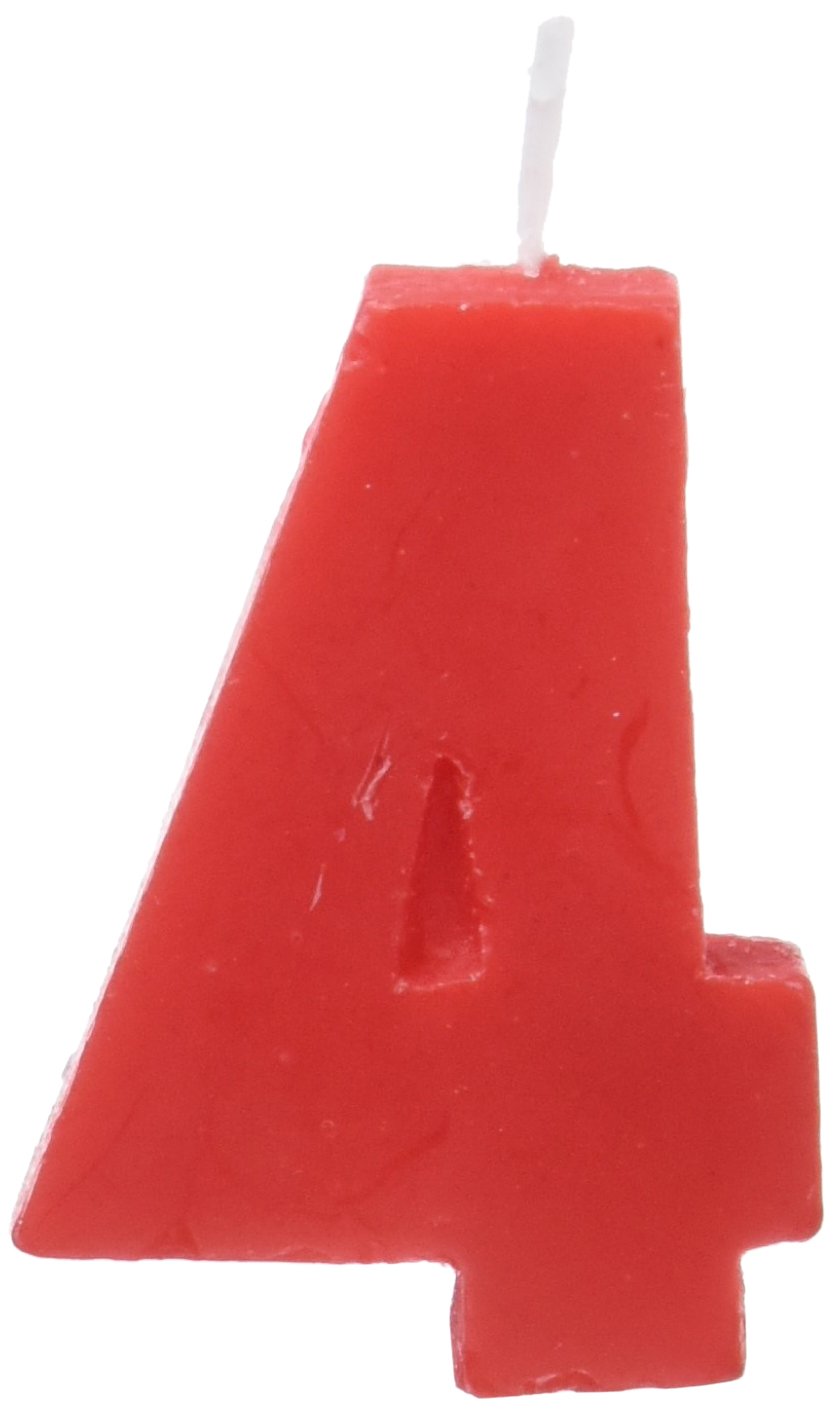 PARTY - Birthday Candle Number 4, 5 x 3.5 cm, Red (438007)