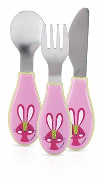 Nûby ID5571PINK Esslernbesteck Edelstahl, rosa