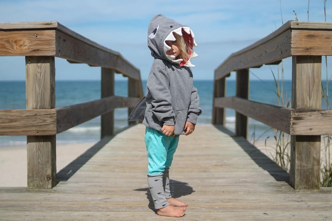 Unisex Baby Autumn Winter Shark Hooded Sweatshirt Infant Boys Girls Hoodies with Kangaroo Muff Pockets& Shark Fin: Clothing
