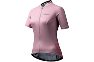 Santic Women's Cycling Jersey Short Sleeve Biking Shirt Full Zip Tops with 3 Pockets Breathable Quick Dry