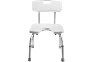 DMI U-Shape Bath and Shower Chair Bench with Removable Backrest, White