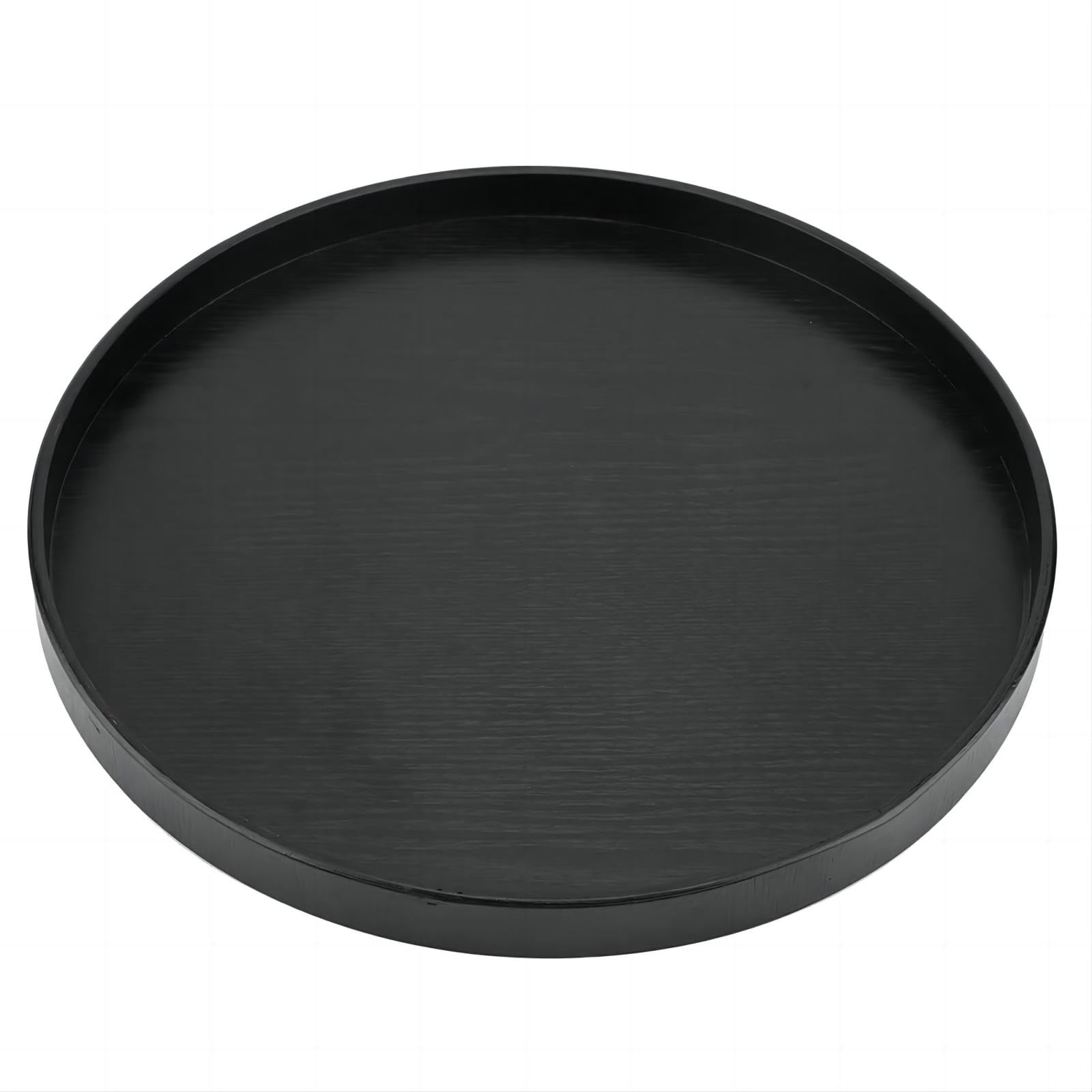 VIFERR Serving Tray Round, Wooden Black Serving Plates Coffee Tea Food Server Drink Platter Snack Breakfast Food Tray for Home Restaurant Hotel Cafe 33cm