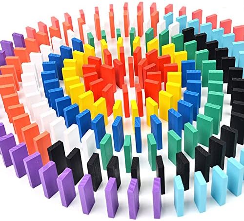 Mehios 100 Pcs Wooden Dominoes Set for Kids Building Blocks Racing Tile Games Educational Toy