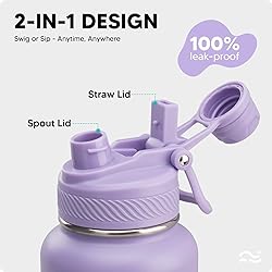 Swigina [2-IN-1 LID] Insulated Water Bottle with
