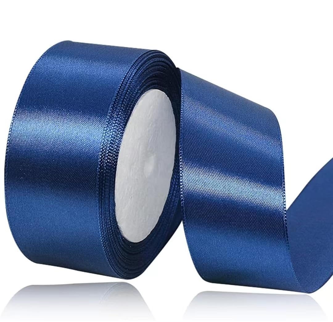 Navy Blue Ribbon 40mm for Christmas Party Decorations，23 Meters Dark Blue Satin Ribbon for Gift Wrapping, Crafting, Wedding Party, Christmas, Hair Bows, Floral Bouquets, Anniversaries，Baby Showers