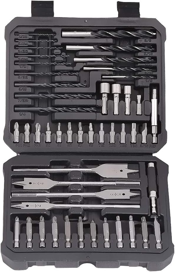 COMOWARE Drill and Driver Bit Set, Drill Bit Set for Metal & Wood, Screwdriver Bit Set and Brad Point Drill Bit for All Brands High Torque Drills, 50pcs