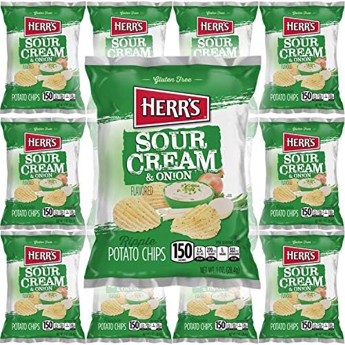 HERR'S Sour Cream & Onion Flavor, Rippled Potato Chips, GlutenFree, 1oz Bag (12Pack) Pricepulse